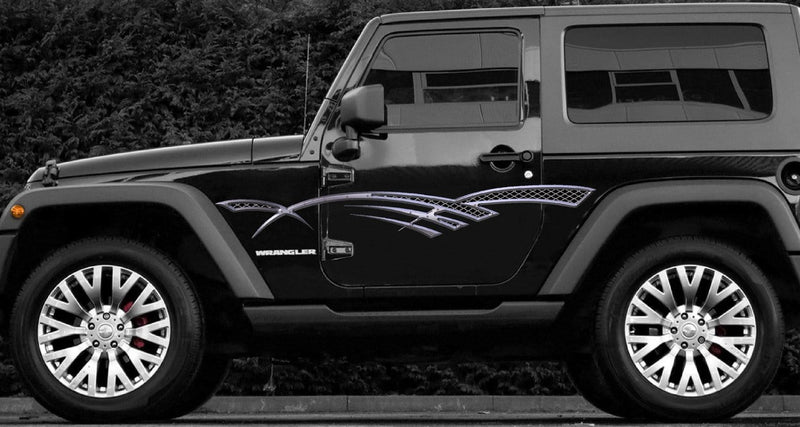 metal Grill vinyl decal stripes on jeep wrangler